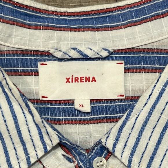 Xirena Button Up Long Sleeve Shirt XL Striped Oxford Lightweight Cotton Modern - Picture 3 of 7